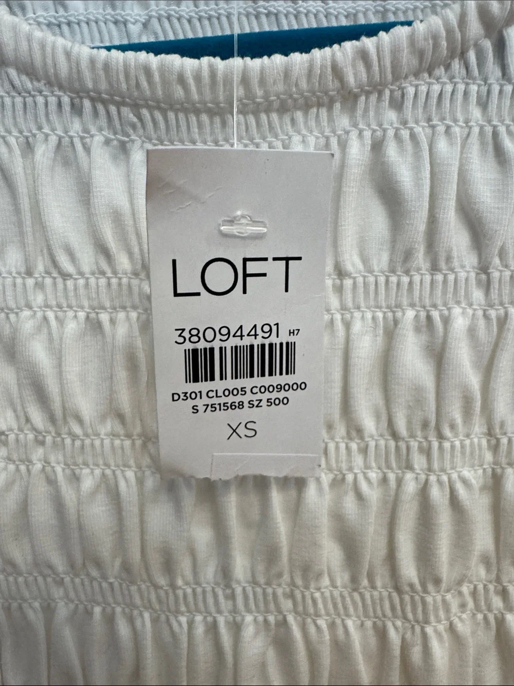 LOFT White Smocked Puff Sleeve Blouse